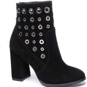 Brand New Black Block Heel Suede Booties